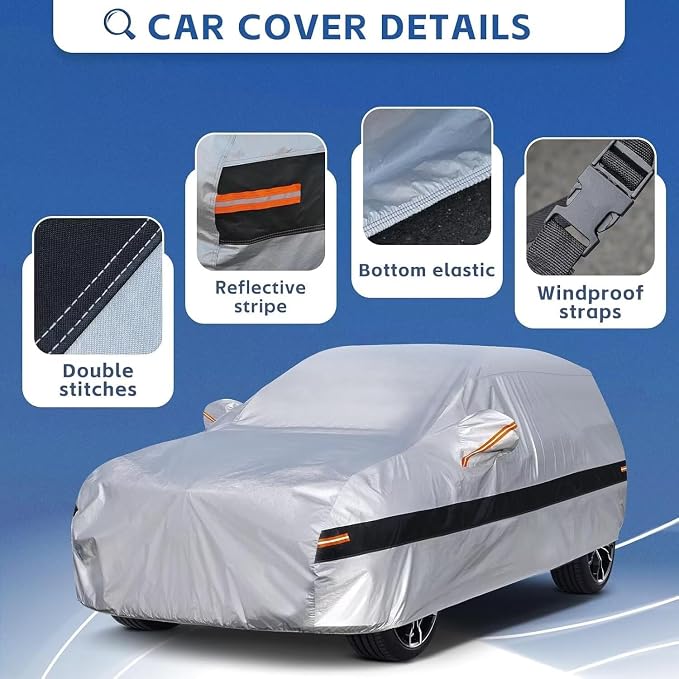 10 Layers SUV Car Cover Custom Fit for Toyota 4Runner (2002-2026) Waterproof All Weather for Automobiles, Full Cover Rain Sun UV Protection.Silver