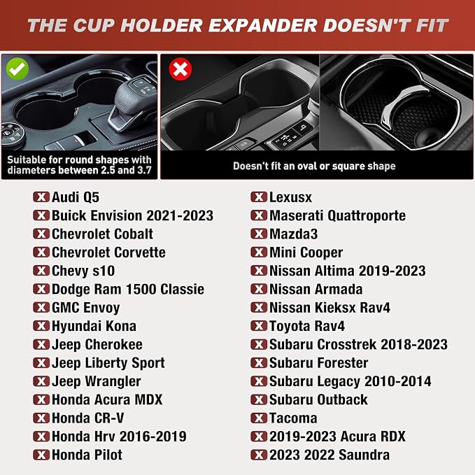 Frokom Cup Holder Expander for Car,Upgraded Car Cup Holder Expander Adapter with Offset Adjustable Base and 8" Tray, Fit Most Large Bottles and Mugs-Yeti Ramblers 14/24/36/46oz, Hydro Flasks 32/40oz