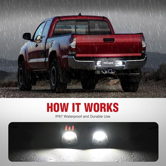 Nilight License Plate Lights Compatible with 1995 1996 1997 1998 1999 2000 2001 2002 2003 2004 Toyota Tacoma Red OLED Neon Tube 6000K White 2PCS Pack