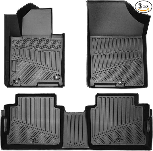 Custom Floor Mats for Hyundai Sonata 2015-2019,All-Weather TPE Rubber Floor, Odorless Anti-Slip,1st & 2nd Row, Black