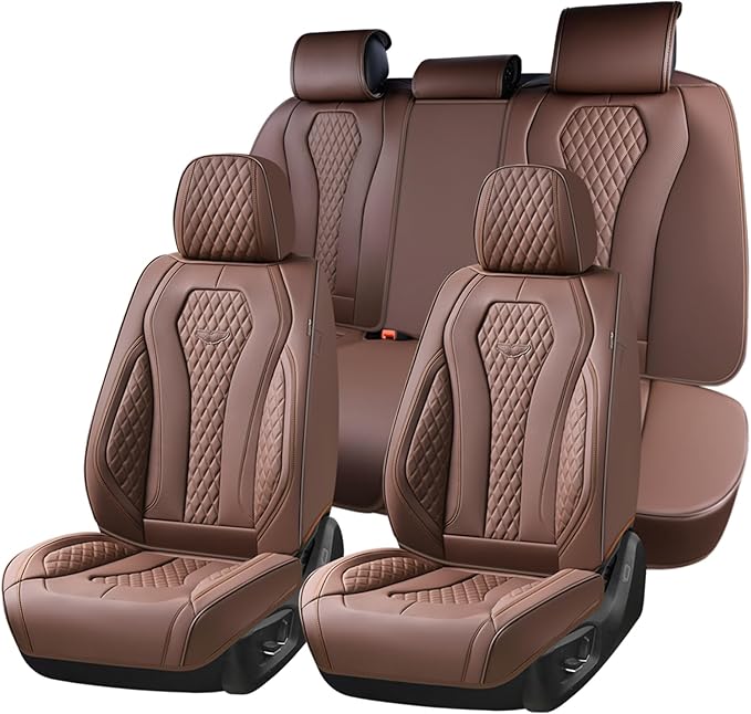 Coverado Seat Covers, Car Seat Covers Full Set, Coffee Car Seat Cover, Car Seat Cushion Waterproof, Luxury Auto Seat Covers, Seat Cover Car Seat Protector Fit for Most Cars
