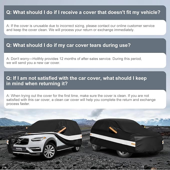 10 Layers SUV Car Cover Custom Fit for Volvo XC90 (2015-2026), Waterproof All Weather for Automobiles, Outdoor Full Cover Sun Dust Rain Protection with Cotton. Black