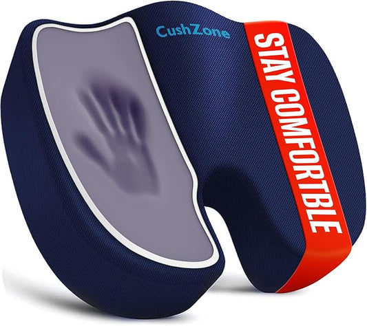 XXL Seat Cushion Office Car Seat Cushion, Memory Foam Cushion for Office Chair, Car Seat, Airplane, Bleacher Non-Slip Chair Pad, Butt Pillow for Desk, Wheelchair, Car (Blue)