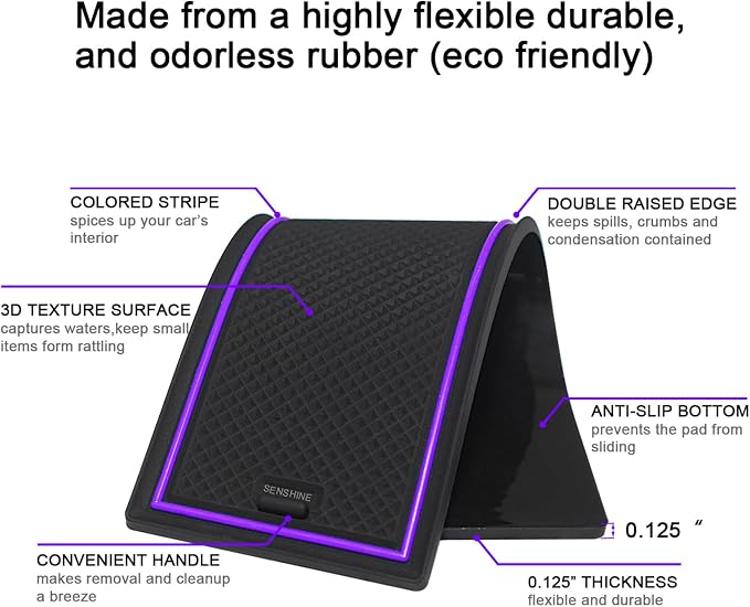 for Honda Civic Accessories 2022 2023 2024 2025 2026 11th Gen Sedan Cup Holder Insert Center Console Liner Door Slot Mats Pad Coaster Trim Premium Rubber Custom Interior 17PC Set(Purple Trim)