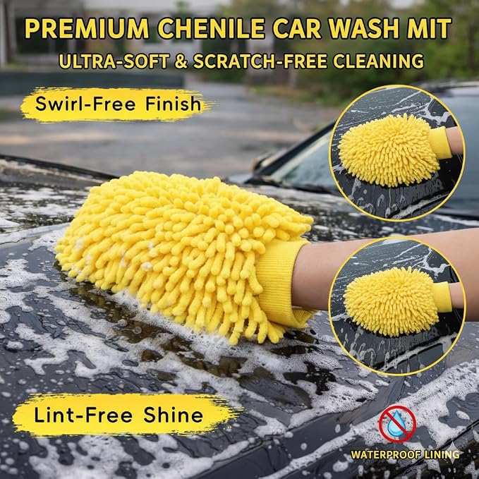 18FT Reach Car Wash Brush with Long Handle, Car Wash Kit with 4.6-12 Telescoping Pole, 20L Collapsible Bucket, Microfiber Cleaning Mop, Mitt, Window Squeegee for RV Truck SUV Boat Solar Pane Washing