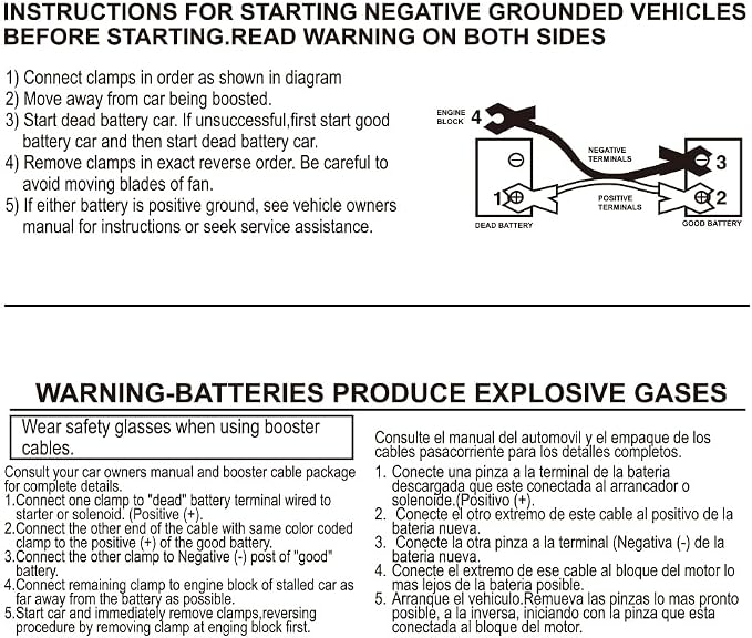 NOONE Jumper Cables for Car Battery, Heavy Duty Automotive Booster Cables for Jump Starting Dead or Weak Batteries (10-Feet)