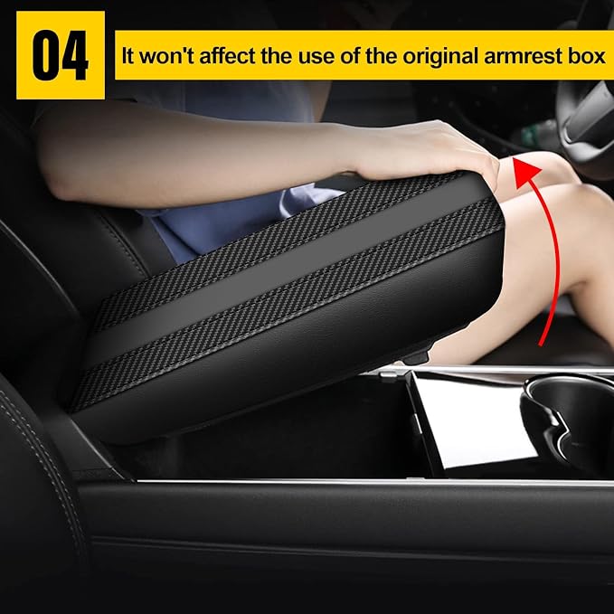 AOMSAZTO Console Covers for 2012-2015 Honda Civic Armrest Covers for Honda Civic Black with Carbon Fiber