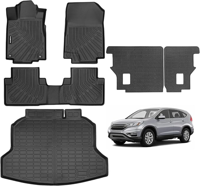 Naibeve Floor Mats for 2012-2016 Honda CRV - All Weather for Honda CRV Floor Mats & Cargo mat & Backrest Mats Waterproof Interior Accessories