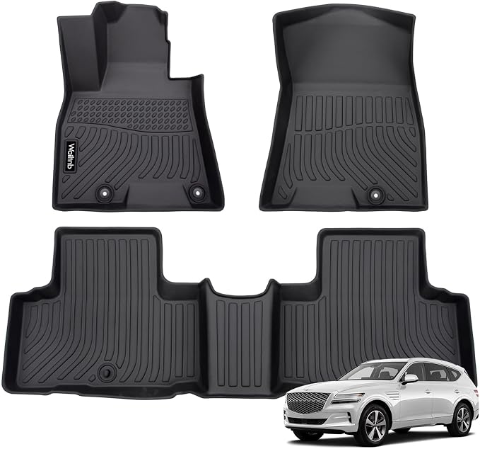 Wailtnb-Floor Mats Custom for Genesis GV80 2021-2026 5 Seats (Not for Coupe) All Weather Waterproof TPE Car Floor Liners Fits Front&2nd Row Full Set Black Accessories