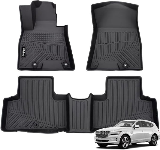 Wailtnb-Floor Mats Custom for Genesis GV80 2021-2026 5 Seats (Not for Coupe) All Weather Waterproof TPE Car Floor Liners Fits Front&2nd Row Full Set Black Accessories