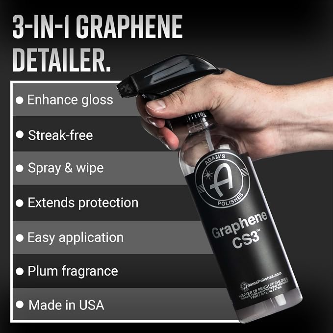 Adam’s Graphene CS3 Gallon - 3-in-1 Graphene Waterless Wash, Ceramic Detail Spray & Spray Coating, High Gloss, Streak-Free Shine & 90-Day Protection for Cars, RVs, Boats & Motorcycles