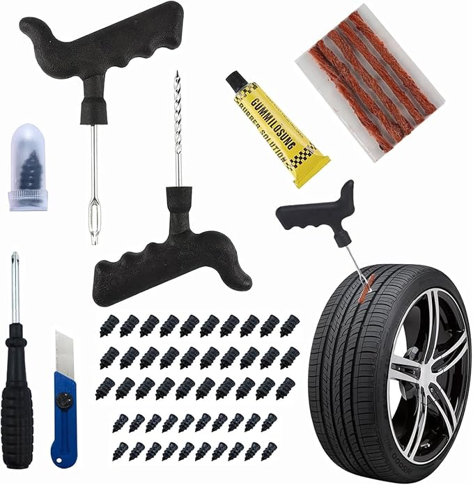 Tire Repair Nail Vacuum Tire Repair Kits Tire Screws Plug Fast Tool Self-Service Suitable for Car Motorcycle Jeep Tire Puncture Repair (50Pcs)
