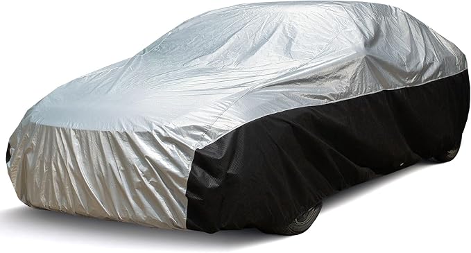 Season Guard Ultimate Plus Car Cover,100% Waterproof Aluminium with Cotton Fleece and Breathable Fabric with Two Extra 19.6ft Windproof Tie Down Straps,Fits Cars up to 185"