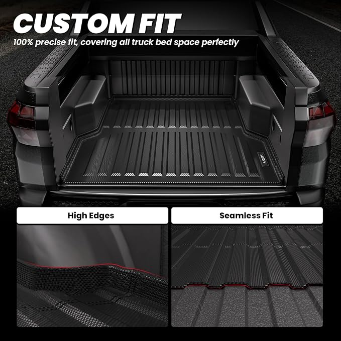 LASFIT Bed Mat for Hyundai Santa Cruz 2026 2025 2024 2023 2022 4.3FT (52.1inches), Custom Fit TPE All Weather Truck Bed Liner Pickup Trunk Bed Mat, Black
