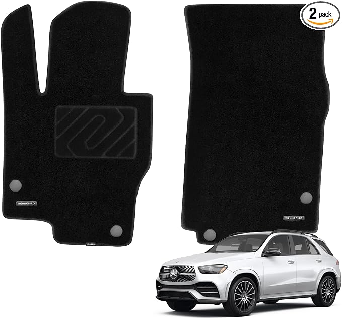 WENNEBIRD Front Carpet Floor Mats for Mercedes GLE-Class 2020-2026, 2Pc | V167, 0.6-Inch Ultra-Thick Plush Carpet, Noise-Reducing Comfort, Waterproof TPE Layer, Anti-Slip Backing