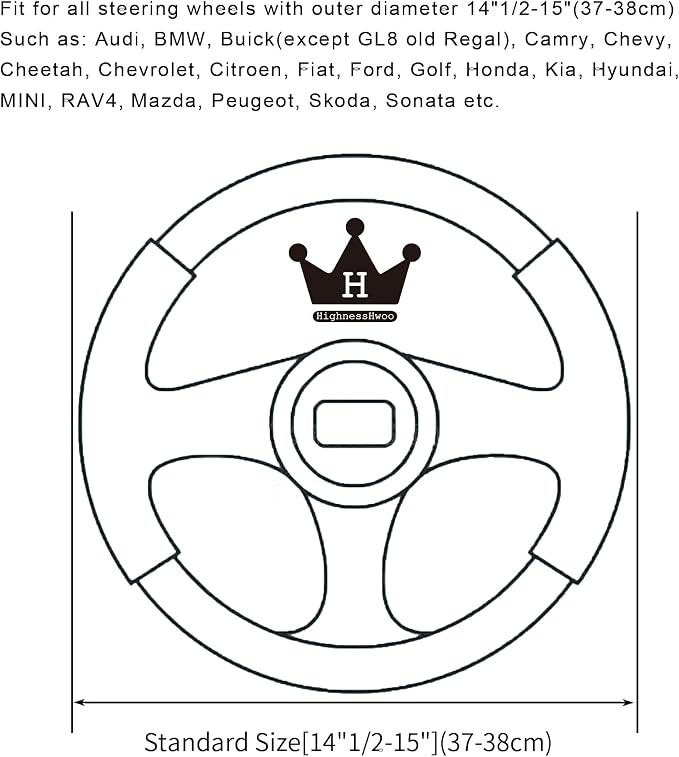 HighnessHwoo Car Steering Wheel Covers for Women Padded Carbon Fiber PU Leather Cute Auto Interior Accessories for Vehicle, Sedan, Universal, Anti Slip, Blue, Standard Size, 14.75-15.15in