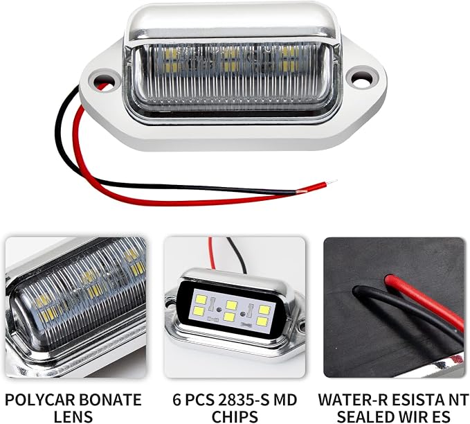 4 Pack Blue LED License Plate Lights for Truck SUV Trailer RV Boat as Step/Courtesy Dome/Cargo Under Hood Lights, 12V-24V Waterproof Lamps for Fishing Pontoon Kayak Yacht Sailboat