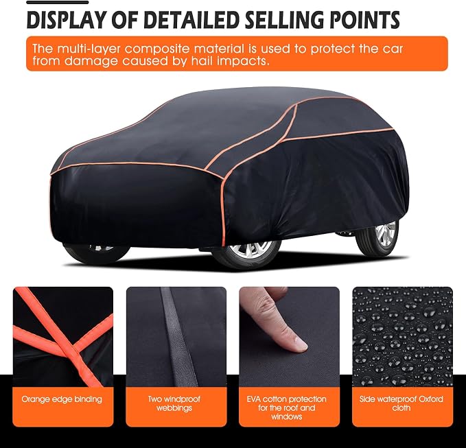 Hail Protector Car Cover, Waterproof EVA Thickened Car Hail Protector SUV Size A7 Fit for Toyota Highlander, Honda Pilot, Nissan Pathfinder, BMW X5/X6 (191-201 inch)