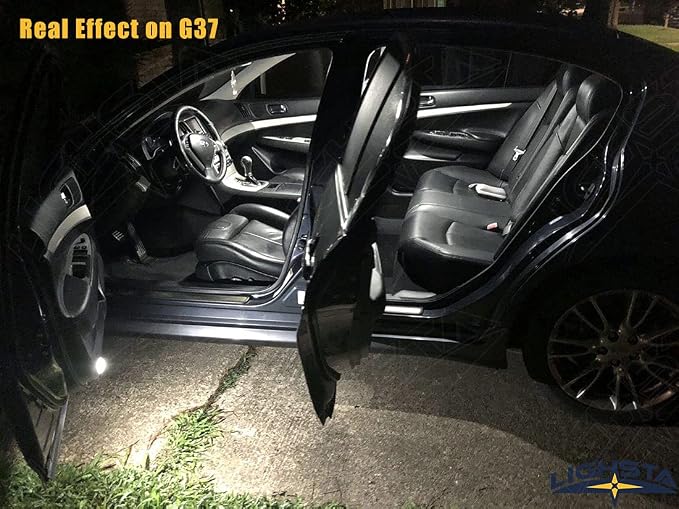 12PCS Super Bright White LED Interior Light Kit Package for Infiniti G35 G37 Sedan 2007 2008 2009 2010 2011 2012 2013 2014 + License Plate Lights and Install Tool