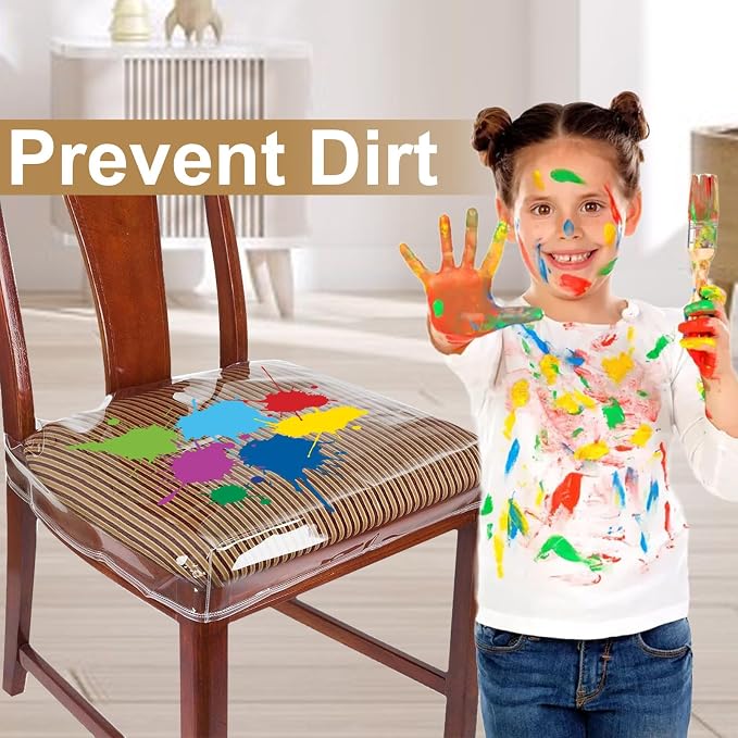 6 Pack Plastic Seat Covers for Dining Chairs, Plastic Chair Covers for Dining Chairs, Plastic Dining Chair Covers PVC Seat Protector, Waterproof Kitty Scratch Resistant for 22"- 23" Chair