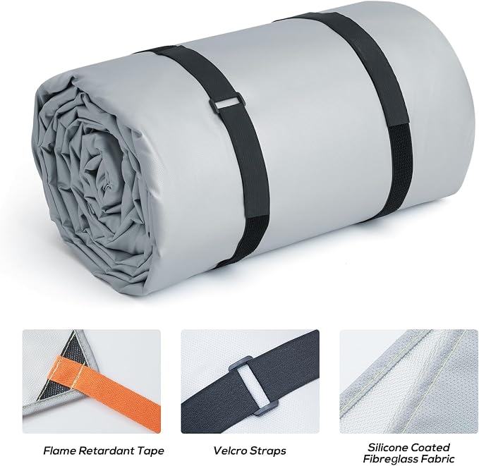 FLASLD Car Fire Blanket-20ft x 30ft, Large Fireproof Blanket Fire Extinguisher Blanket for Electric/Fuel Vehicle Accidents, Silicone Coated Fibergalss Cover, Heat Resistant Fire Suppression Blankets
