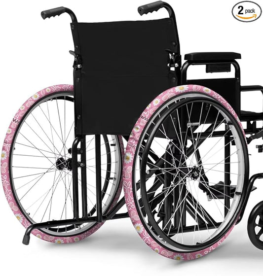 Daisy Wheelchair Wheel Covers 2 Pack Electric Wheelchair Accessories Tyre Covers to Protect Floors Carpets