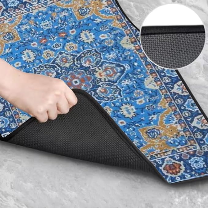 Car Floor Mats Non-Slip Automotive Floor Mats All-Weather Front Rear Car Floor Foot Mat Sets of 4 Pieces Foot Mats Rugs Carpet for Car Trucks SUV Sedans (Blue)