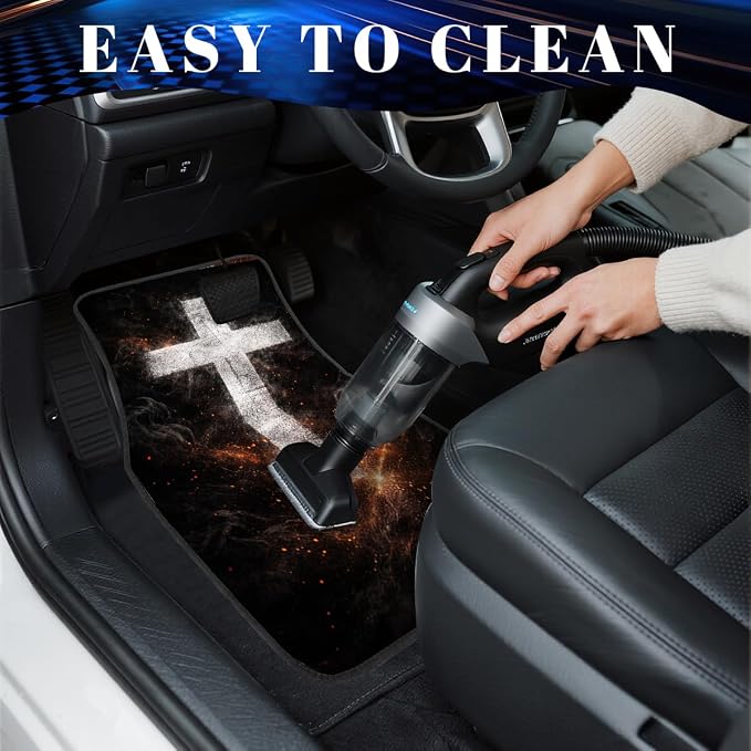 Vintage Jesus Cross Car Floor Mats Set of 4 Black Automotive Foot Mats Rugs Carpet for Car Non-Slip Auto Car Accessories Universal Fit Car Accessories for Truck