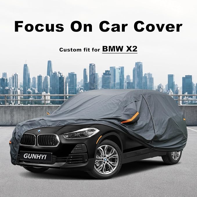 GUNHYI Premium Car Cover Custom Fit BMW X2/iX2, 16 Layers Heavy Duty Car Cover Waterproof All Weather with Zipper Door for Sun Rain Snow Dust Uv Protection