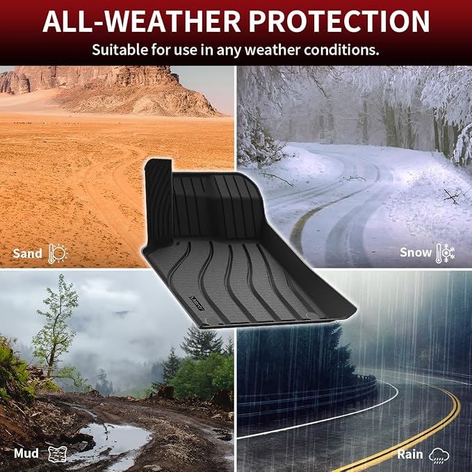 LASFIT All Weather Floor Mats for Porsche Macan 2026-2014, 3D Laser-Measured Custom Fit TPE Floor Liners, Front & Rear Rows, Black, Easy to Clean