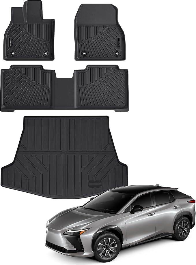 AUXKO- All Weather Floor Mat & Cargo Mat Fit for 2026-2023 Lexus RZ (Include 300e|450e|350e|450e|550e) 2023 2024 2025 TPE Rubber Liners RZ Accessories All Season Guard Odorless Anti-Slip Liner Black