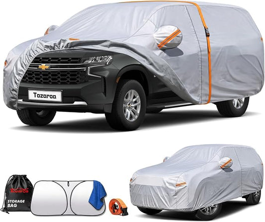 SUV Cover Waterproof All-Weather,Outdoor Full Exterior Car Covers Custom Fit for Chevrolet Express Suburban,Ford Excursion,GMC Yukon XL,Jeep Grand Wagoneer,etc Size S5(See Size Chart)