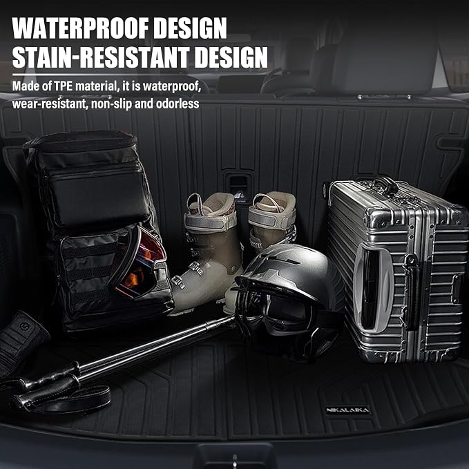 Floor Mats & Trunk Mat & Backrest Mat Custom Fit for 2015-2019 Ford Explorer 7 Seats Cargo Mat All Weather TPE Rubber Protection Waterproof Floor Liners 2015 Ford Explorer Accessories,Black