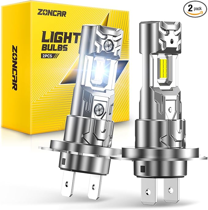 H7 Light Bulbs, 8X Ultra Brightness h7 Lights, 6500K Cool White Bulbs, Real 1:1 Mini Size Plug and Play, IP68 Waterproof, Pack of 2