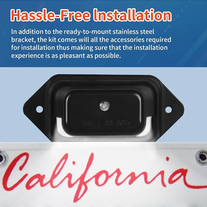 LED License Plate Light, Trailer License Plate Holder-Bracket Mount, Waterproof 12V DC License Tag Light, Universal Submersible Tag Lamp for Auto Work Utility Flat Bed Box Semi Truck RV
