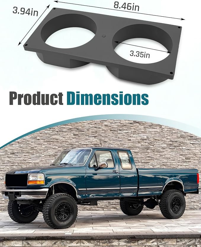 OBS Center Console Dual Cup Holder Fits for OBS Ford F250 F350 1992 1993 1994 1995 1996 1997, Black Double Cup Holder
