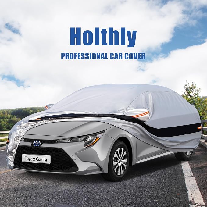 10 Layers Car Cover Custom Fit for Toyota Corolla Sedan (2000-2024) Waterproof All Weather for Automobiles, Outdoor Full Cover Rain Sun UV Protection.Silver