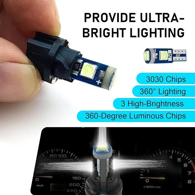20PCS 74 Led Bulb Dash Lights, T5 2721 27 37 2721 Bulb with PC74 PC 37 Twist Socket, Super Bright Instrument Cluster Bulbs, Car Dashboard Lights, Car Interior LED Bulb Replacement Kit (Blue)