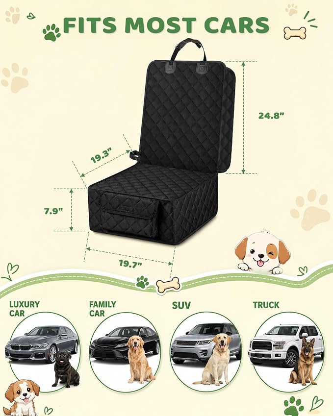 Victoper Dog Car Seat Cover, 600D Heavy Dute Car Seat Cover for Dogs Pets,100% Waterproof Anti-Scratch Nonslip Dog Seat Cover for Cars, Seat Covers Protector for Sedan SUV Truck Small Black