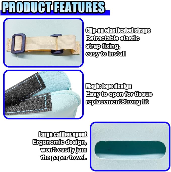 Car Visor Tissue Holder - Leather Tissue Box Holders Car Mask Dispenser - Hanging Car Napkin Holder Auto Tissues Dispenser - Rectangular Mask Holders Sun Visor Accessory for Vehicles (Blue)