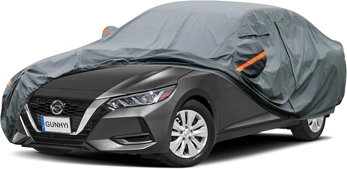 GUNHYI Premium Car Cover Custom Fit Nissan Sentra (2000-2026), 16 Layers Heavy Duty Car Cover Waterproof All Weather with Zipper Door for Sun Rain Snow Dust Uv Protection