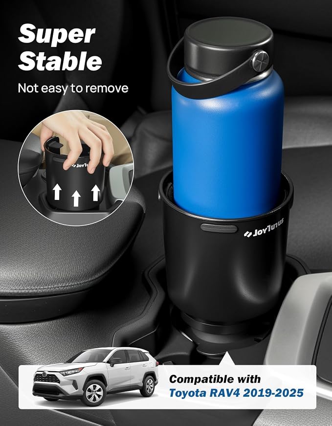 JOYTUTUS Car Cup Holder Expander Compatible with Toyota RAV4 2025 2024 2023 2022 2021 2020 2019,Compatible with Yeti Ramblers 12-36oz, Hydro Flasks 18-40oz,Large Bottles in 3.4"-3.8" (18-40oz)