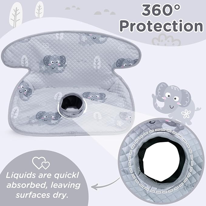 Piddle Pad Waterproof Car Seat Protector for Potty Training – Flat, Padding-Free Machine Washable Seat Cover for Spills & Potty Accidents – for Car Seat, High Chair -Grey