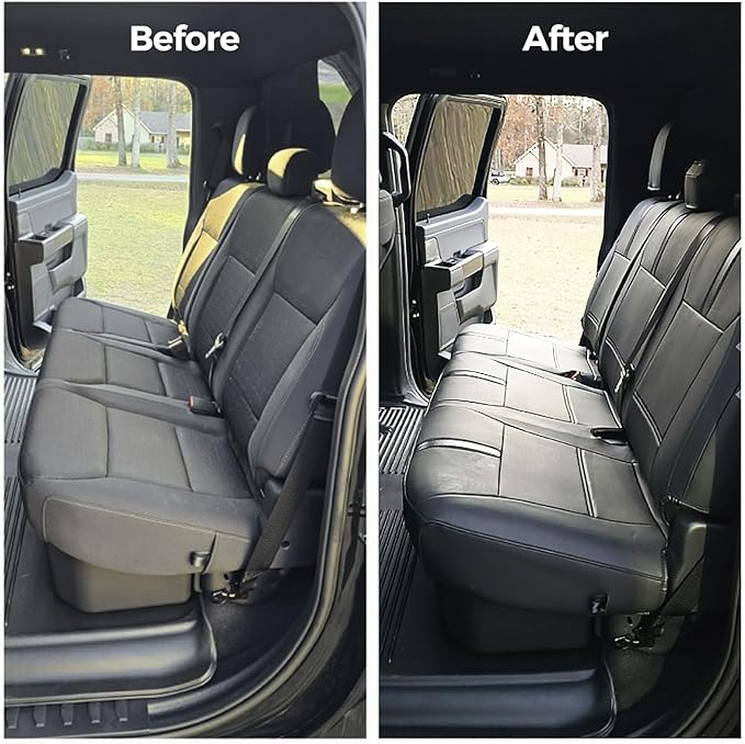 CreekT® Full Set Seat Covers for Ford F150 2015-2026, Waterproof Pickup Custom Fit Faux Leather Seat Covers for Ford F-150 Accessories 2021 2022 2023 2024 2025 2026 Super Crew/Crew Cab(XL,XLT)