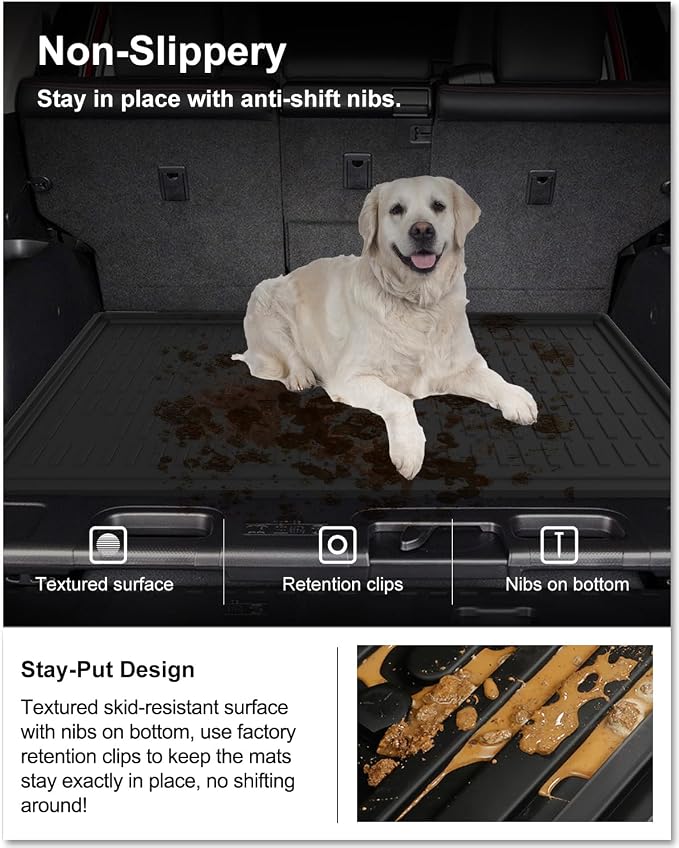 Kiwi Master Cargo Mat for 2010-2024 Toyota 4Runner (No 3rd Row Seats) | OEM Replacement PT218-89112, Custom Fit, All Weather Rear Cargo Liner, Heavy Duty TPE Tray Trunk Mat, Black
