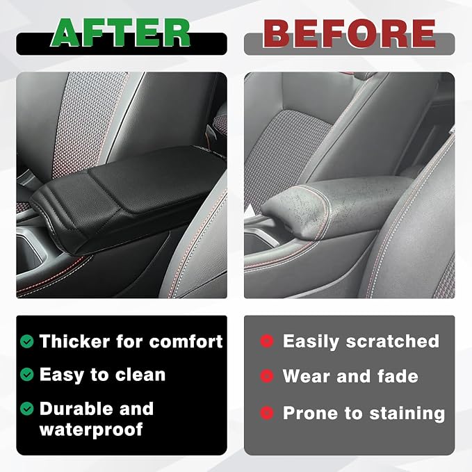 Muslogy Center Console Armrest Cover Fit for Nissan Kicks 2025 2026 Accessories, Comfort Armrest Pad Console Lid Cushion Vegan Leather Regular Thick