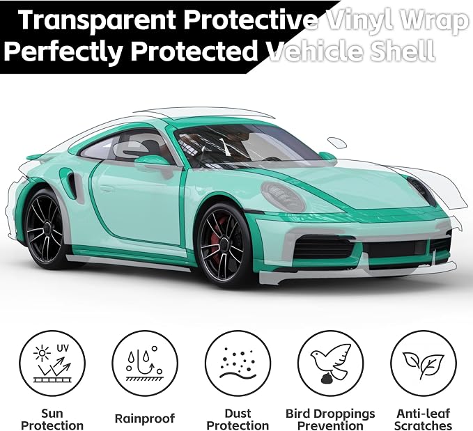 Lypumso Clear Vinyl Wrap Tape, Car Door Edge Guard Door Sill Protector, Transparent Paint Protection Film for Most Cars Rearview Mirror Handle Bumper Window Stair (Clear, 1ft x 10ft)