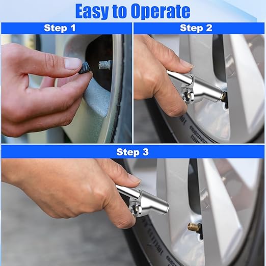 10-Pack Dual Head Tire Pressure Gauge 10-150 PSI | Heavy DutyAir Pressure Gauge with Stainless Steel Body, Metal Nozzle & Durable Plated Brass – for Cars, Trucks, Bikes