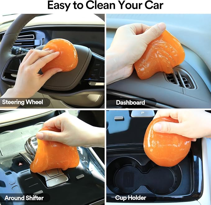 PULIDIKI Car Cleaning Gel Purple 2Pack and Car Cleaning Putty Orange 2Pack Bundle