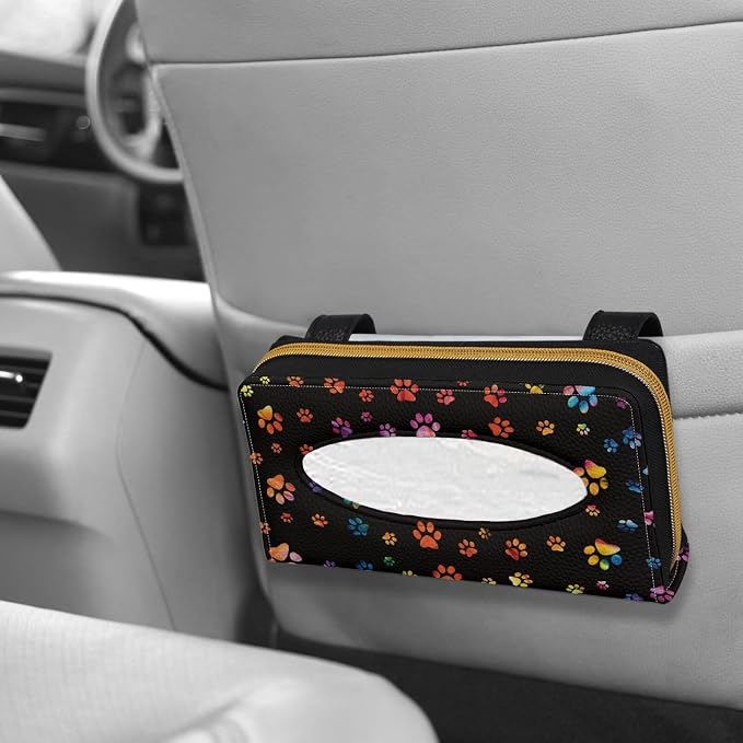 Universal Car Sun Visor Tissue Holder Paws PU Leather Tissue Box Holder Car Visor Backseat Case Holder Tissue Holder for Backseat